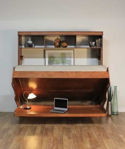 Hidden Bed Deluxe with Hutch Half Open From Front - Wallbeds n More Scottsdale