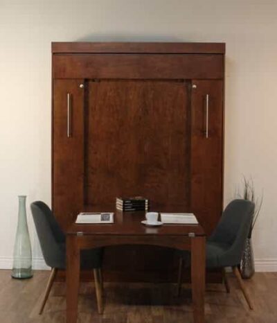 Fully set wall bed with table and chairs