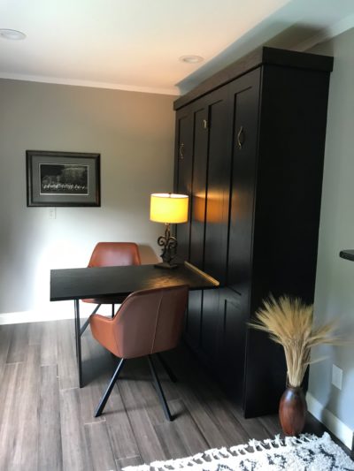 York Wall Bed in Espresso with chairs - Wallbeds n More Scottsdale